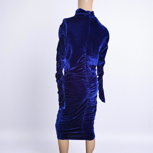 CBR Blue Velvet Long Sleeve Bodycon Dress XL - Picture 3 of 10